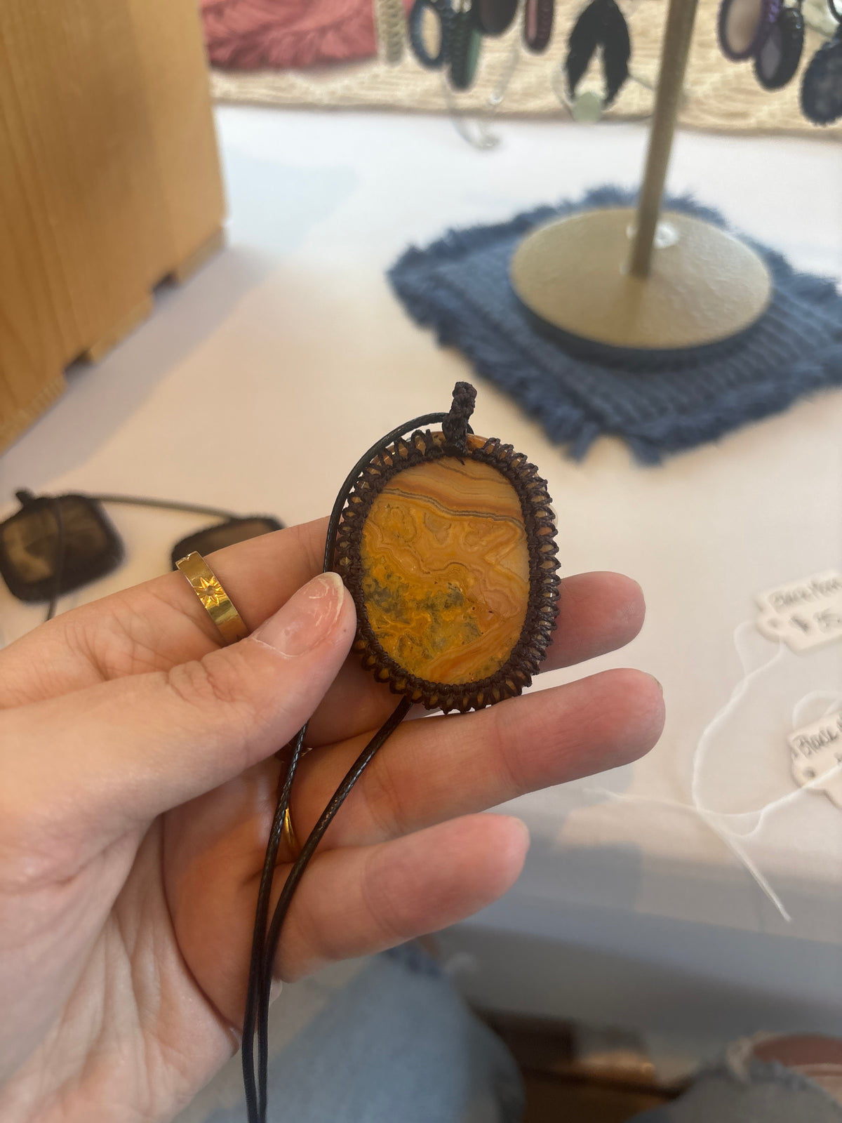 Orange Crazy Lace Agate Stone Pendant