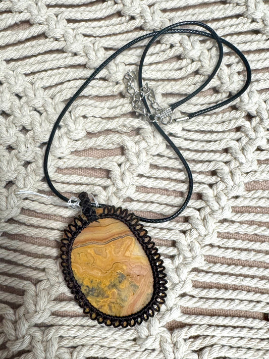 Orange Crazy Lace Agate Stone Pendant