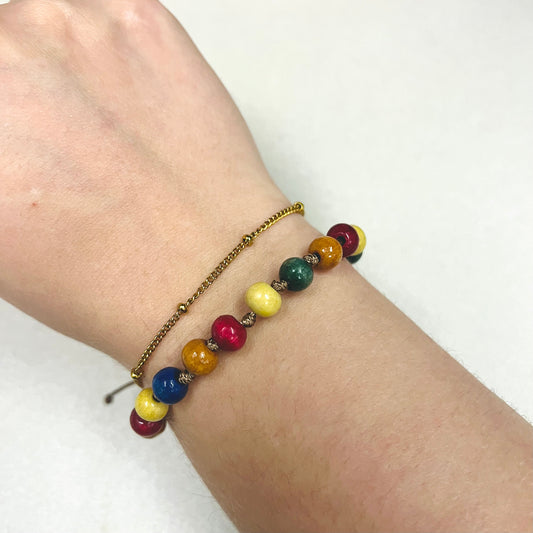 Multicolor Wood Bead Bracelet